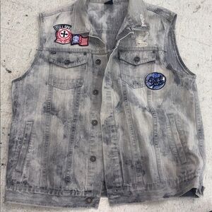 Y2K Southpole Premium Denim Sleeveless Jacket with Patches Size 3Xl